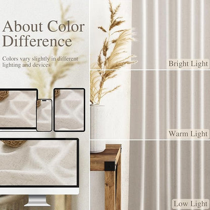 108 Inch Long Curtains for Living Room Pearl White Linen Coastal Decor Light - Image 3
