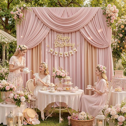 20ft x 12ft Dusty Pink Backdrop Curtains - Image 5