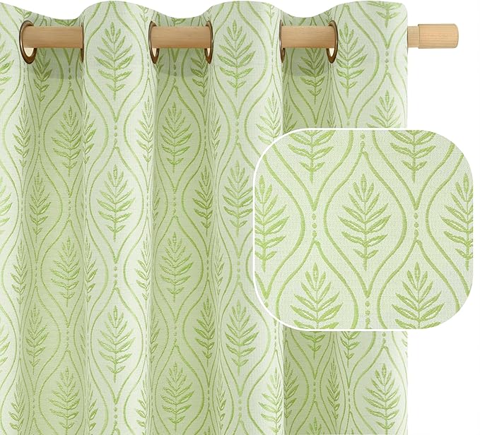 BGment Grass Green Leaf Jacquard Curtains by BGment