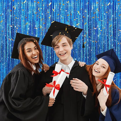 3 Pack 3.3 x 9.9 ft Holographic Dark Blue Streamers Party Decorations | Foil - Image 4