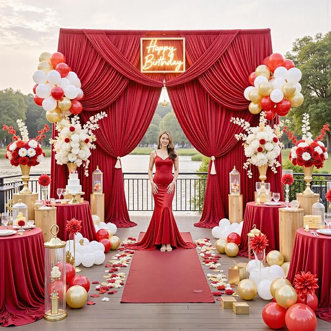 12ft x 10ft Red Backdrop Curtains - Image 6