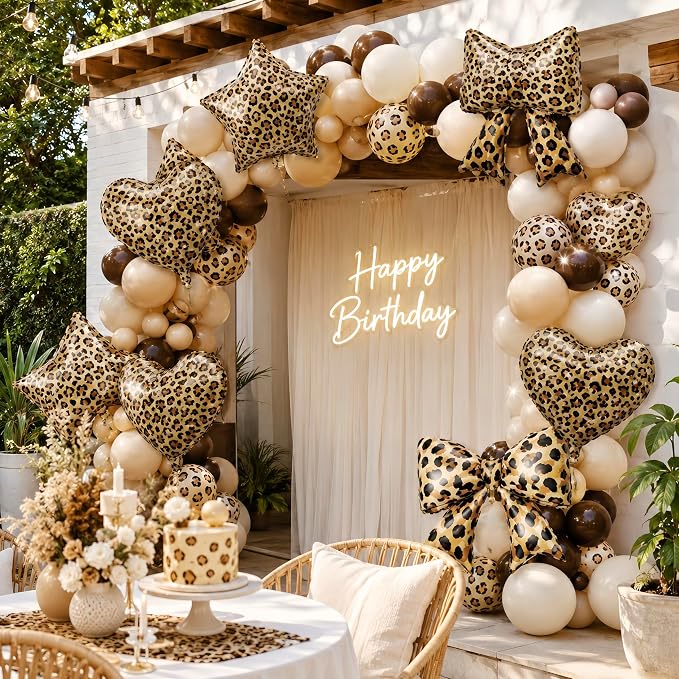 9Pcs Leopard Print Balloons/Wild One Birthday Party Decor - Image 7