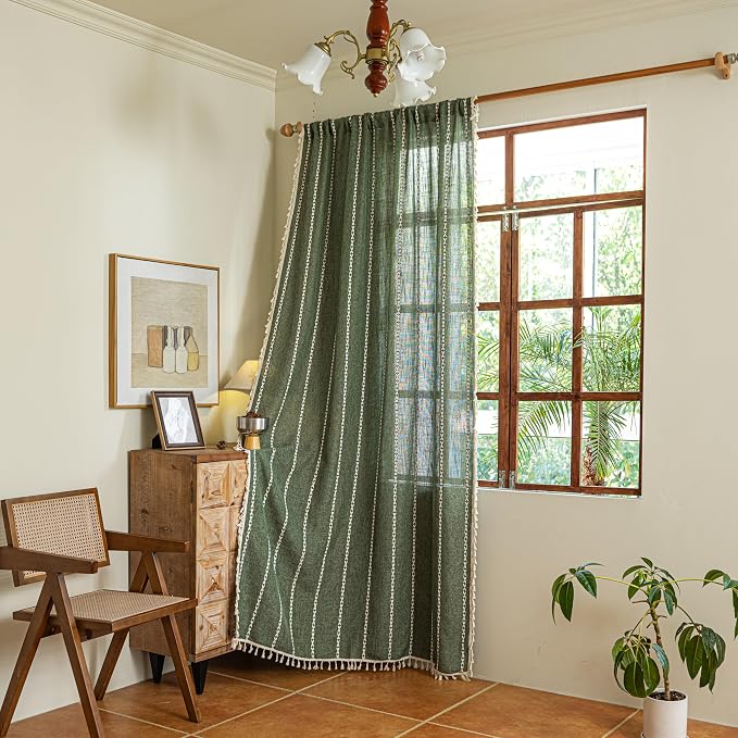 Sutuo Home Olive Green Boho Curtains - Image 8