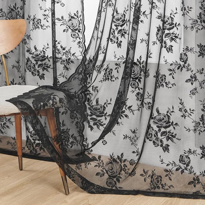 SEEKRIGHT Black Lace Curtains - Image 5