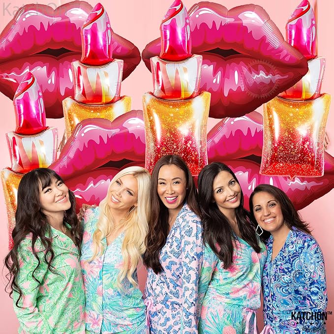 KatchOn Pink Lip Balloons and Lipstick Balloons Set – 49 Inch, Happy Birthday - Image 6