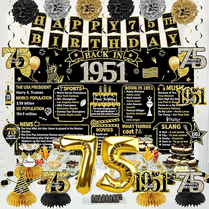 Zirtorei 75th Birthday Decorations - Image 4
