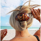 Camila Paris CP3645 French Hair Barrette Clip Oval Brown and Africa, Strong Hold Grip Hair Clips for Women, No Slip Rubberized Metal Closure, Durable Styling Girls Hair Accessories, Made in France