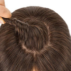 Hairro Human Hair Toppers Free Parted, 3.5x4.7" Base Hand-wovened 100% Real Hairpieces, with Invisible Clips-in for Women, for High Hairline/Adding Volume on Top, 14 Inch Dark Brown