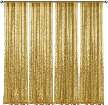 2×8FT-4PCS Gold Sequin Backdrop Curtains Panels, Photography Backdrop Glitter - Image 8