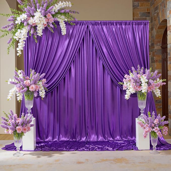 20x10ft Thick Purple Glitter Backdrop Curtain Panels - Image 2