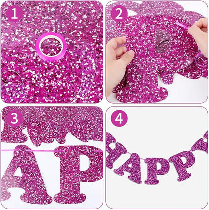 Purple Happy Birthday Banner Birthday Party Decorations Happy Birthday Banner - Image 7