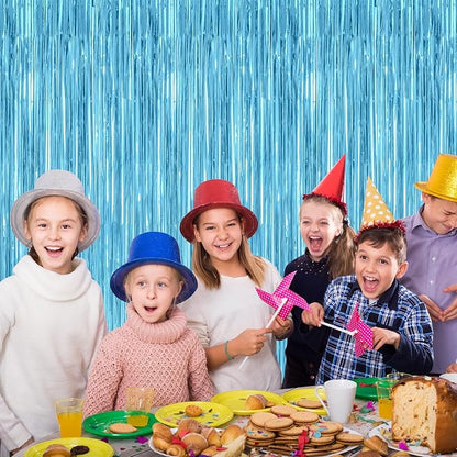 4 Pack Party Decorations, 3.28 FT x 7.05 FT Blue Foil Streamers, Metallic Sky - Image 5