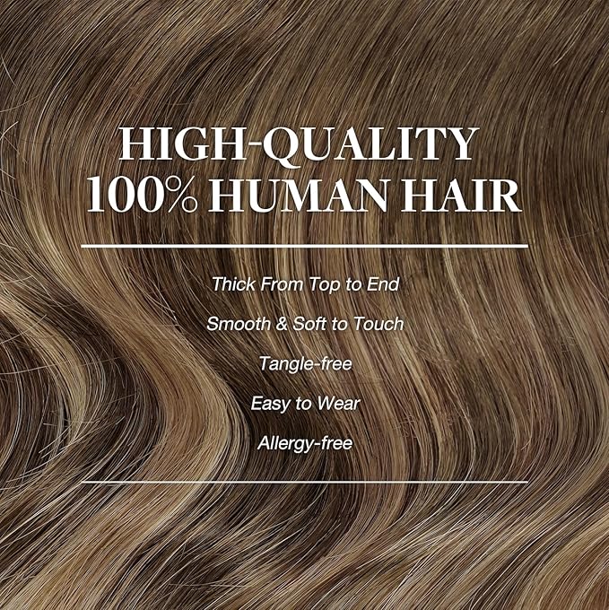 GOO GOO Clip in Hair Extensions Real Human Hair, Remy Human Hair Extensions Clip ins for Women, Natural Human Hair, 24inch 170g 7Pcs, #4/27/4 Balayage Chocolate Brown to Caramel Blonde