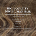 GOO GOO Clip in Hair Extensions Real Human Hair, Remy Human Hair Extensions Clip ins for Women, Natural Human Hair, 24inch 170g 7Pcs, #4/27/4 Balayage Chocolate Brown to Caramel Blonde