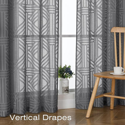 Simplebrand Grey Semi Sheer Curtains 63 Inch Length 2 Panels, Light Filtering - Image 5