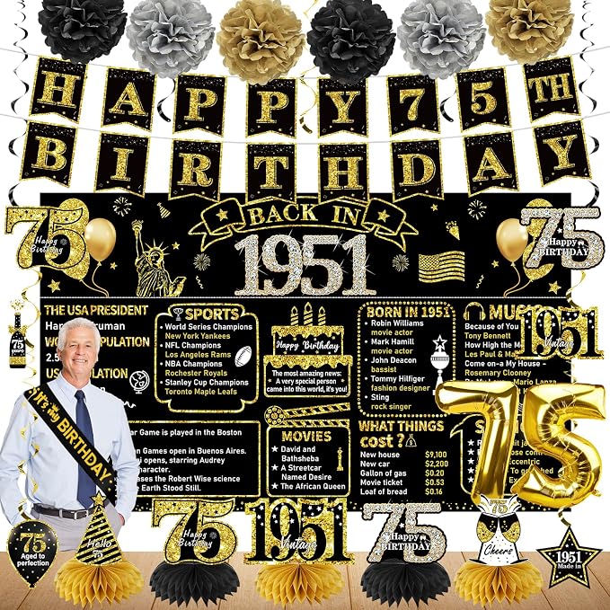 Zirtorei 75th Birthday Decorations by Zirtorei