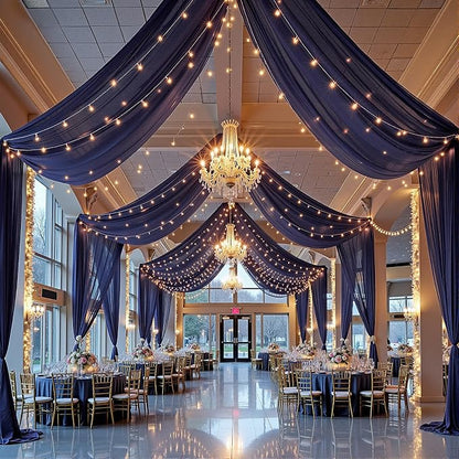6 Panels Navy Blue Ceiling Drapes - Image 6