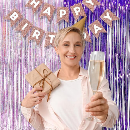 BRAVESHINE Party Streamers Backdrop | Tinsel Foil Fringe Curtains | 1 Purple 1 - Image 3