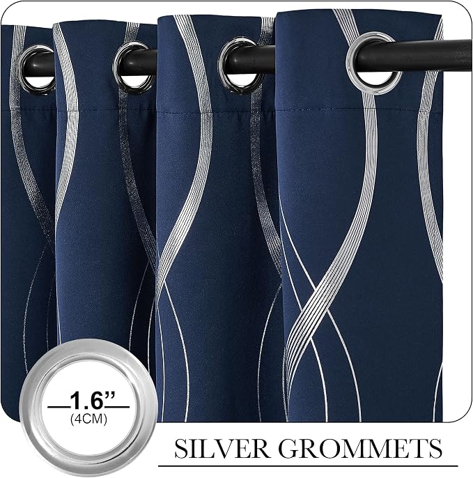 NICETOWN Blackout Curtain Panels 84 inches Long, Window Treatment Foil Printed - Image 3