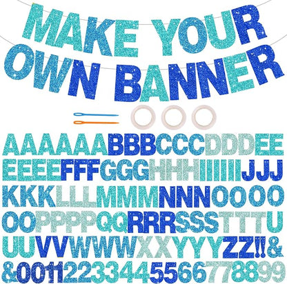 BEISHIDA Glitter Blue Mix 116 PCS A-Z DIY Letter Custom Banner Party Decor | by Beishida
