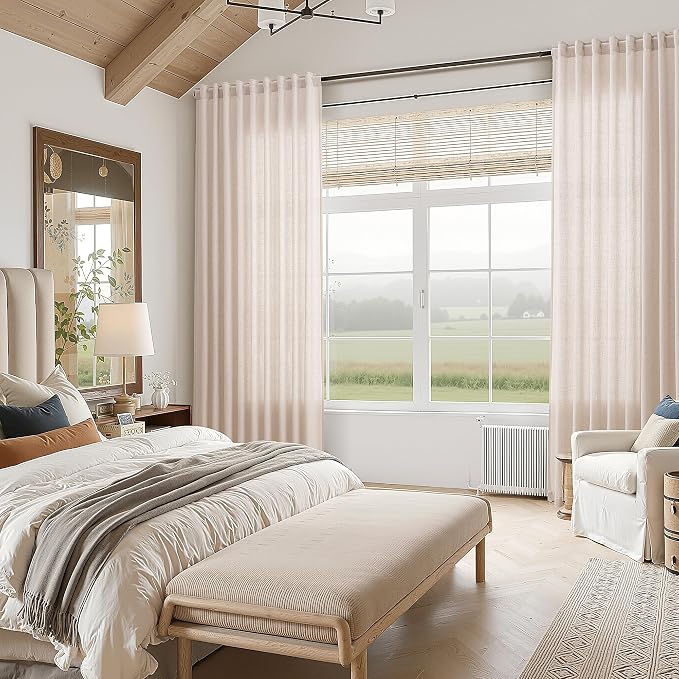 Natural White Linen Curtains 84 Inch Length - Image 7