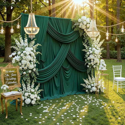 10ft x 10ft Wrinkle Free Hunter Green Backdrop Curtains - Image 7