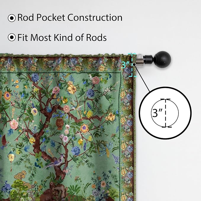 HMS Happy Memories Door Curtain, Tree of Life, 1 Panel | Rod Pocket, Thermal - Image 6