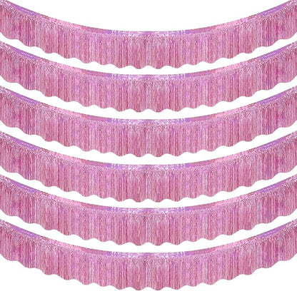 LOLStar Pink Foil Fringe Tinsel Garland, Tinsel Streamers Banner, 6 Pack | 60Ft by LOLSTAR