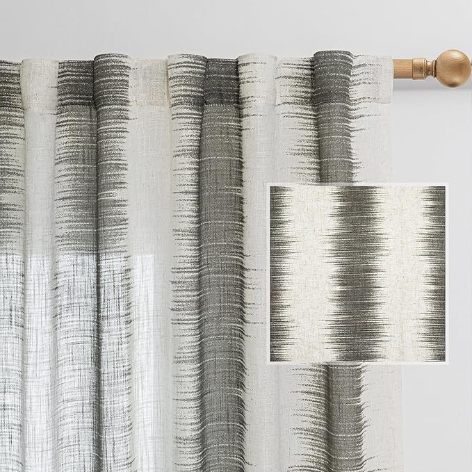 MYSKY HOME Bedroom Curtains Linen Textured Sheer Panels, Curtains 63 Inch by MYSKYHOME