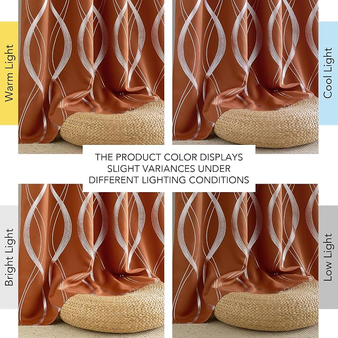 NICETOWN Fall Burnt Orange Blackout Curtain Panels - Image 7