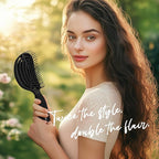 NuWay 4HAIR DoubleC U.S. Patented Double Curved Detangling Brush is Hair Dryer Safe (Iron Black)
