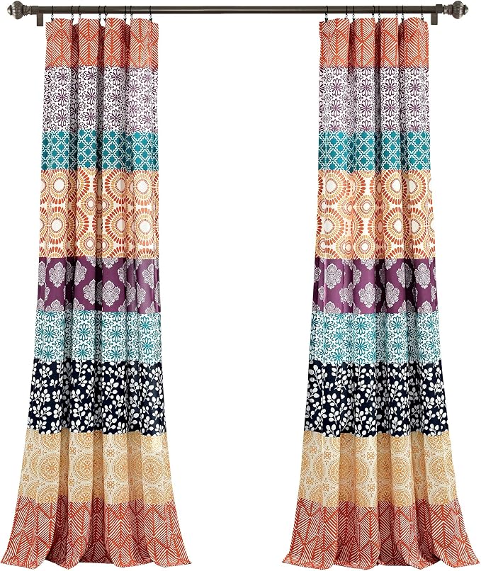 Lush Decor Bohemian Stripe Window Curtain Panels, Pair 52" W x 95" L Fuchsia & - Image 8