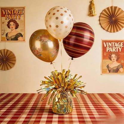 Glitter Gold Balloon Weights, 6 Pack | Glitter gold PET film; helium balloon - Image 2