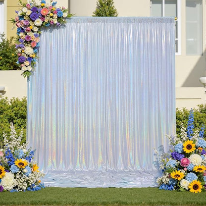 20x10ft Shimmer Silver Sequin Backdrop Curtain - Image 5