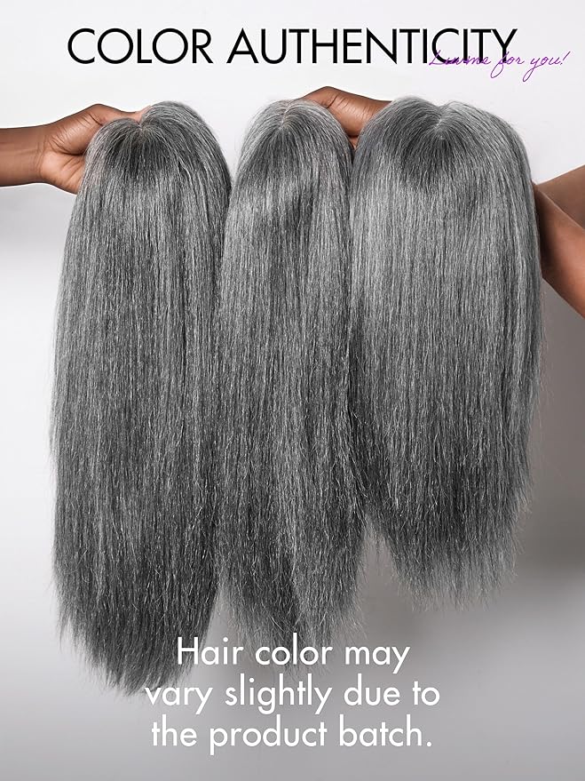 LUVME HAIR 14 Inch Grey Salt & Pepper Silky Straight Wig Human Hair Glueless HD Lace Bob Wig with Mix Grey Color, pre plucked pre cut Lace Ready to Go Wigs For Women