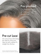 LUVME HAIR Salt & Pepper Layered Bob 100% Human Hair Wig Glueless Pre-Cut Lace Wig Gray Wigs For Women Short Grey Hair Glueless 10 Inches Bob Wigs Pre Plucked Pre Cut Pixie Cut