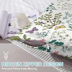 Satin Pillowcase 1 Pack-Leaves Herbs and Wildflowers Silky Pillow Cover for Hair and Skin,King Size 20x36 Inch Soft Cooling Printed Pillow Cases with Hidden Zipper,Gifts for Women Men