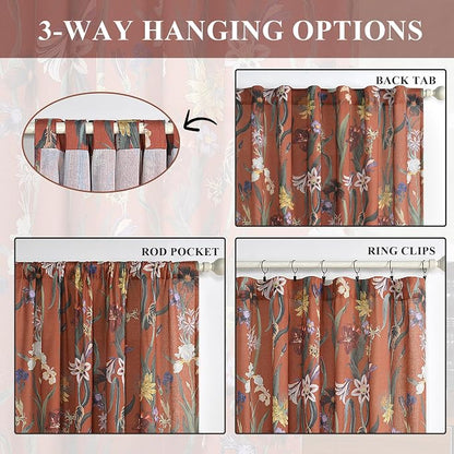 Schweek Terracotta Boho Curtains 63 Inch Long 2 Panels Drapes - Image 6