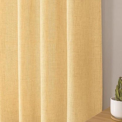 Tollpiz Linen Curtains Living Room Rod Pocket Semi Sheer Curtain Burlap Light - Image 8