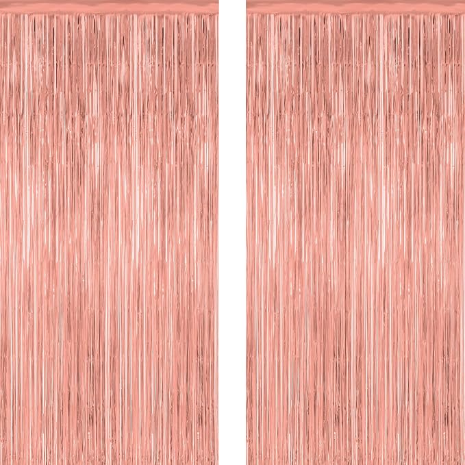 ZATAYE 2 Pack Rose Gold New Years Eve Foil Curtain Streamer Decorations | Rose by ZATAYE