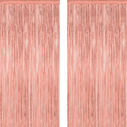 ZATAYE 2 Pack Rose Gold New Years Eve Foil Curtain Streamer Decorations | Rose by ZATAYE