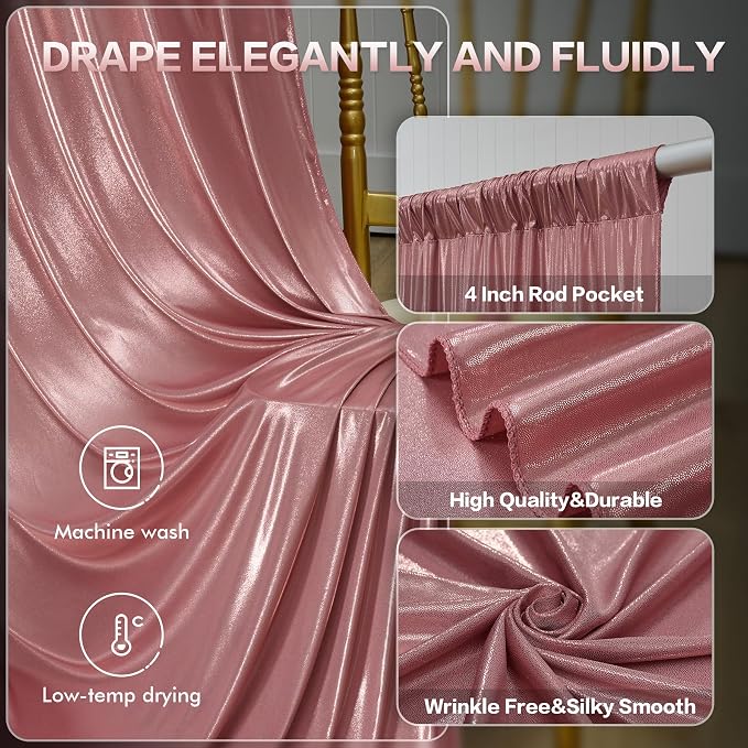 gogoparti 10x12FT Rose Gold Sequin Backdrop Curtain-2 Panels of 5x12FT - Image 4