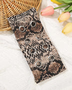 Grommet Headband for Women, Brown Snakeskin 23cm Hollow Out Elastic Hair Band, Eyelets Punk Grunge Stylish Hairband