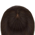 Hairro Human Hair Toppers with Wispy Bangs, 3D 360° Seamless Real Hair Toppers, Hand-Tied with 3.5"x4.7" U-shaped Base, Clip-In Hairpieces to Add Volume on Top, 12 Inch Dark Brown