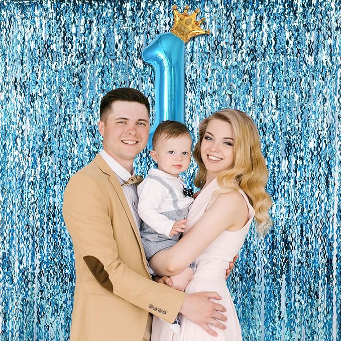 Wavy Blue Streamers Party Backdrop - Image 6