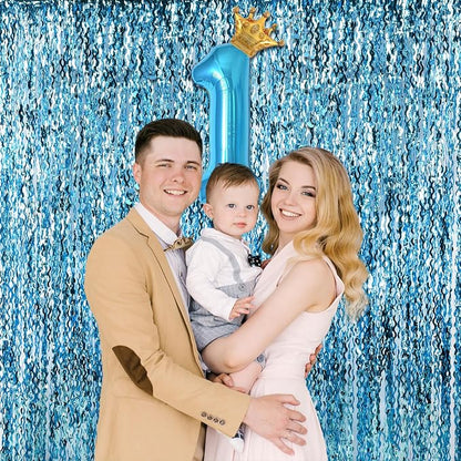 Wavy Blue Streamers Party Backdrop - Image 6
