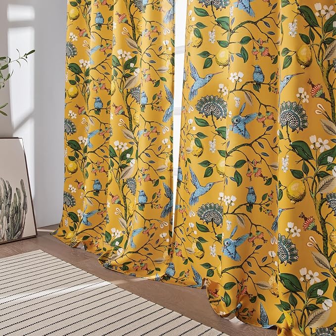 94 Inches Long Custom Satin Window Treatments, Retro Art Deco Floral - Image 8