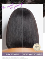 LUVME HAIR 12 Inch Light Yaki Straight Bob Wig Human Hair, Undetectable HD Lace Glueless Bob Wigs Human Hair Pre Plucked, Pre Cut Lace Wig Short Black Blunt Cut Bob Wigs