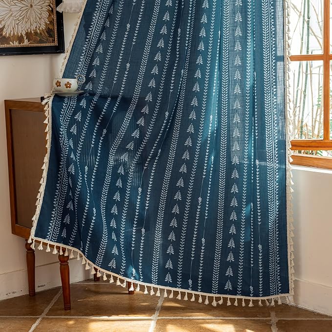 Boho Navy Blue Curtains - Image 10