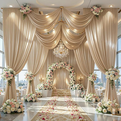 30x10ft Champagne Gold Glitter Backdrop Curtain - Image 4